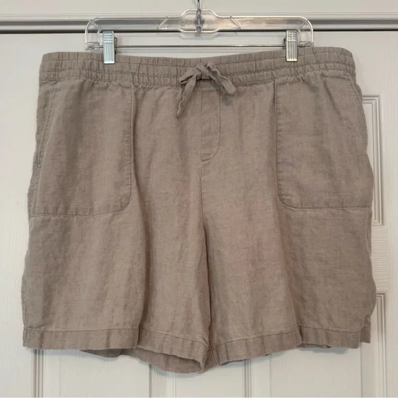 EUC Garnet Hill Coastal Linen Shorts Sand XL - Picture 2 of 8